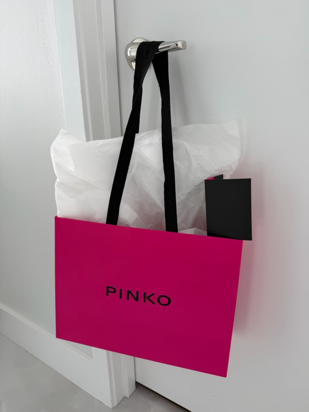 Pinko Hot Pink Shopping BagTote Logo Tissue Paper Receipt Holder PRICED TO SELL